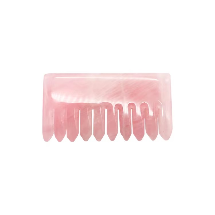 Natural Jade Rose Quartz Crystal Pink Jade Stone Guasha Scalp Head Comb Rose Quartz Hair Massage Comb Head Massage Tool