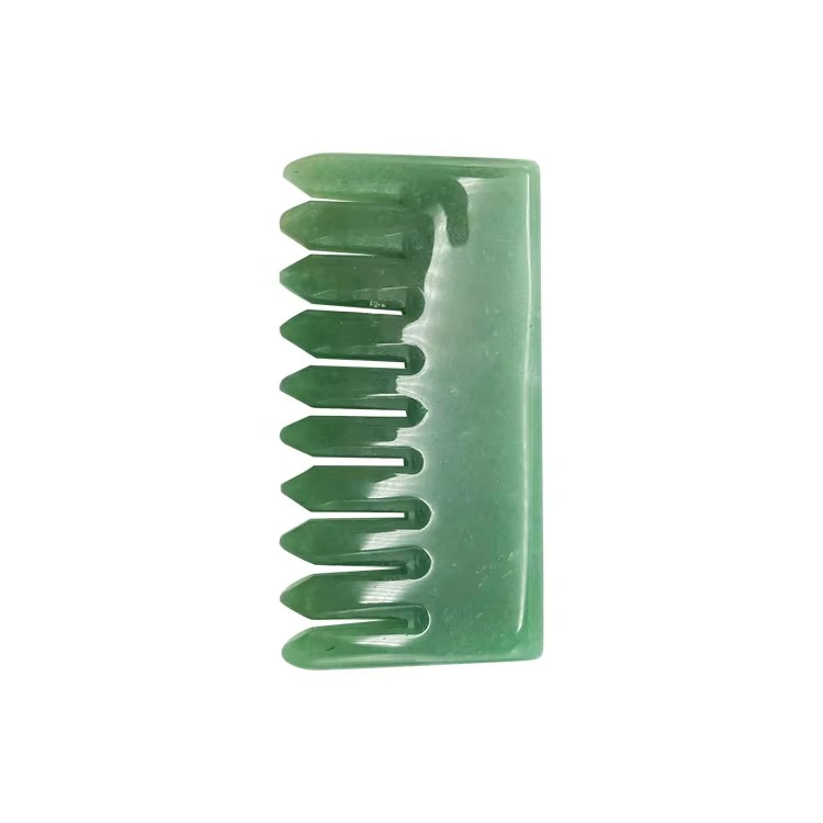 High Quality Natural Jade Green Aventurine Guasha Massage Comb 100% Natural Jade Massager Tool 