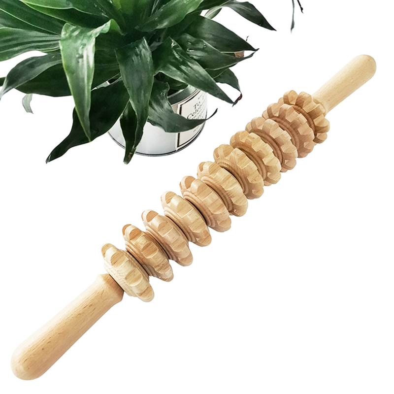 New 2024 Products 11 Rotatable Wooden Massage Roller Handheld Wooden Body Therapy Massager Wood Therapy Tools