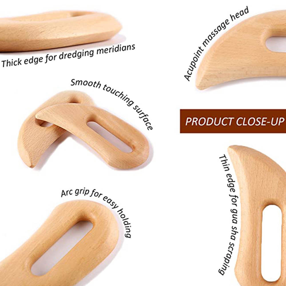 Mega Sale Natural Wooden Guasha Massage Scraper Pressure Therapy Acupoint Massager Facial Body Health Care Handle Massage Tool