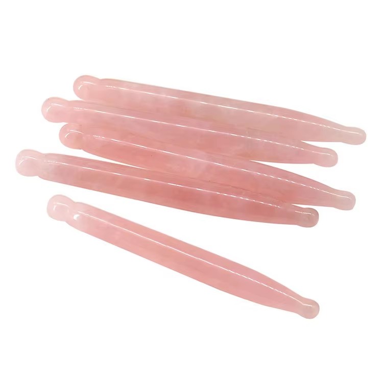 100% real rose quartz massage stick for face and body acupoint massage