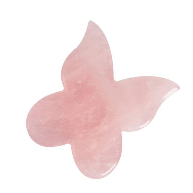 Pure Natural Rose Quartz Butterfly-shaped Facial Jade for Body Rose Quartz Jade Guasha Board