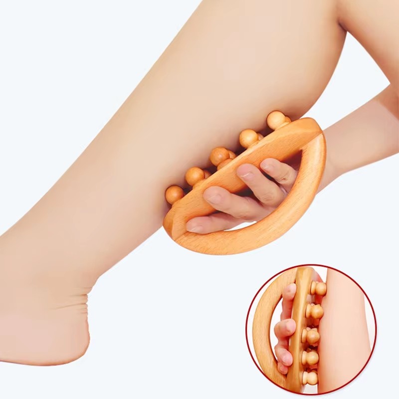 14 Beads Wood Mushroom Therapy Massager Handheld Full Brush comb Cellulite Meridian Massage Sha Massager Scraping Body