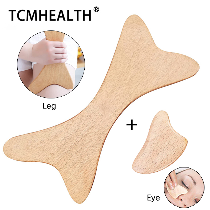 Natural Wooden X-shaped Gua Sha Board Wood Therapy Massage Tools Facial Body Anti Cellulite Deep Tissue Massager