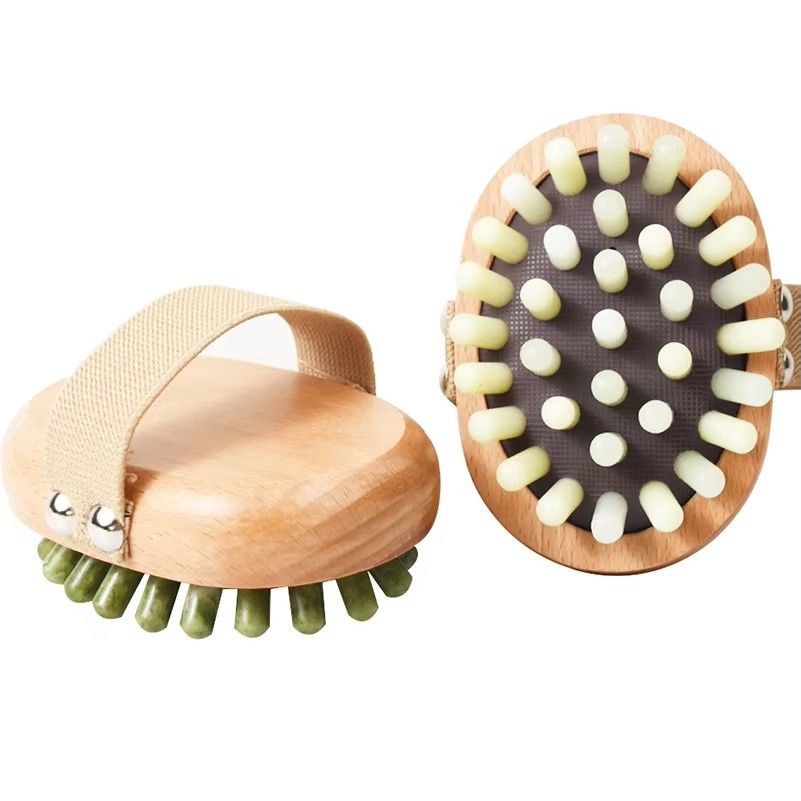 Wholesale Wooden Handle Jade Brush Massage Scalp to Reduce Hair Loss