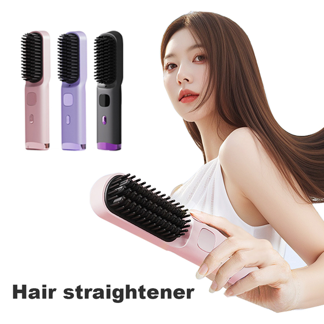 Flat comb wireless negative ions do not hurt the hair portable straight hair comb straight roll dual-purpose charging electric wireless straight hair comb