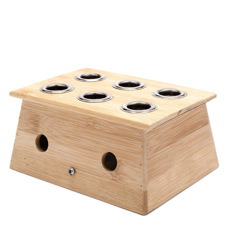 Six Holes Moxibustion Box Wooden Moxa Container