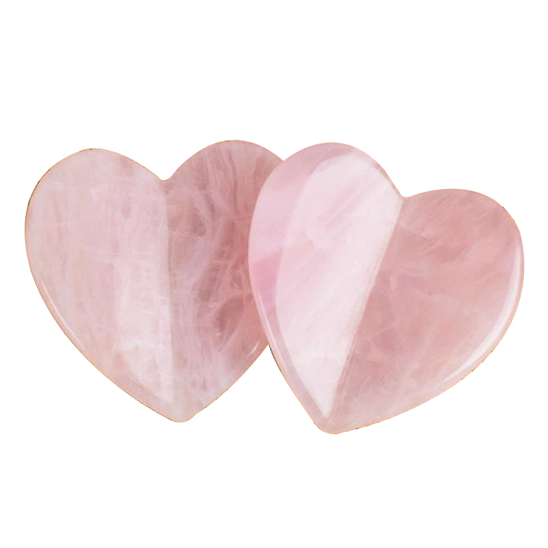 Premium Quality Heart Shape Guasha Board Natural Rose Quartz Jade Stone Ghuasha Scraping Muscle Massage Board