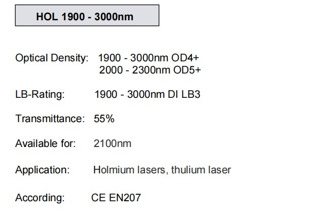 High Quality Laser Glasses Hol 1900 - 3000nm