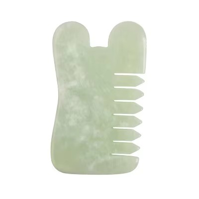 High Quality 100% Natural Jade Comb Xiuyan Jade Massage Tool Natural Light Green Jade Head Massage Tool 