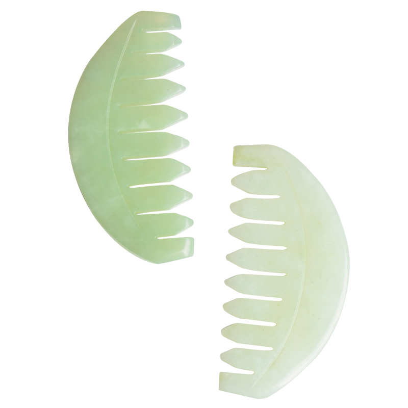 Factory Price Natural Jade Round Shaped Hair Comb Natural Xiuyan Jade Head Massage Tool Scalp and Body Massagers Comb