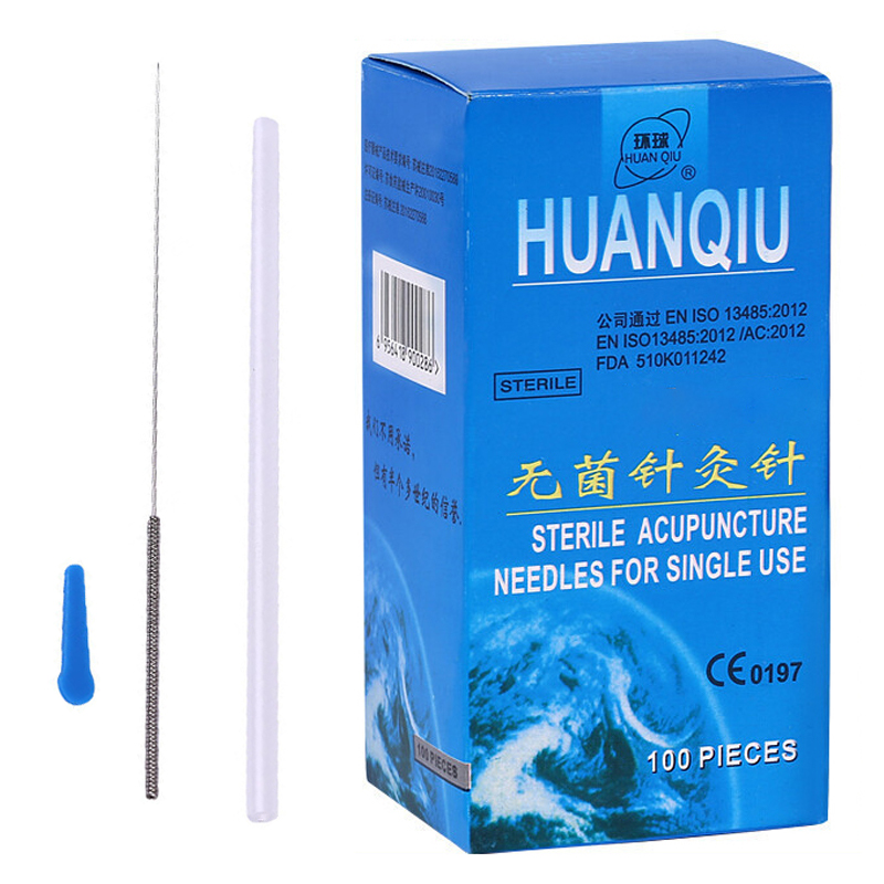 HUANQIU Brand Disposable Independently Packaged Sterile Stainless Steel Handle Acupuncture Needle with Tube