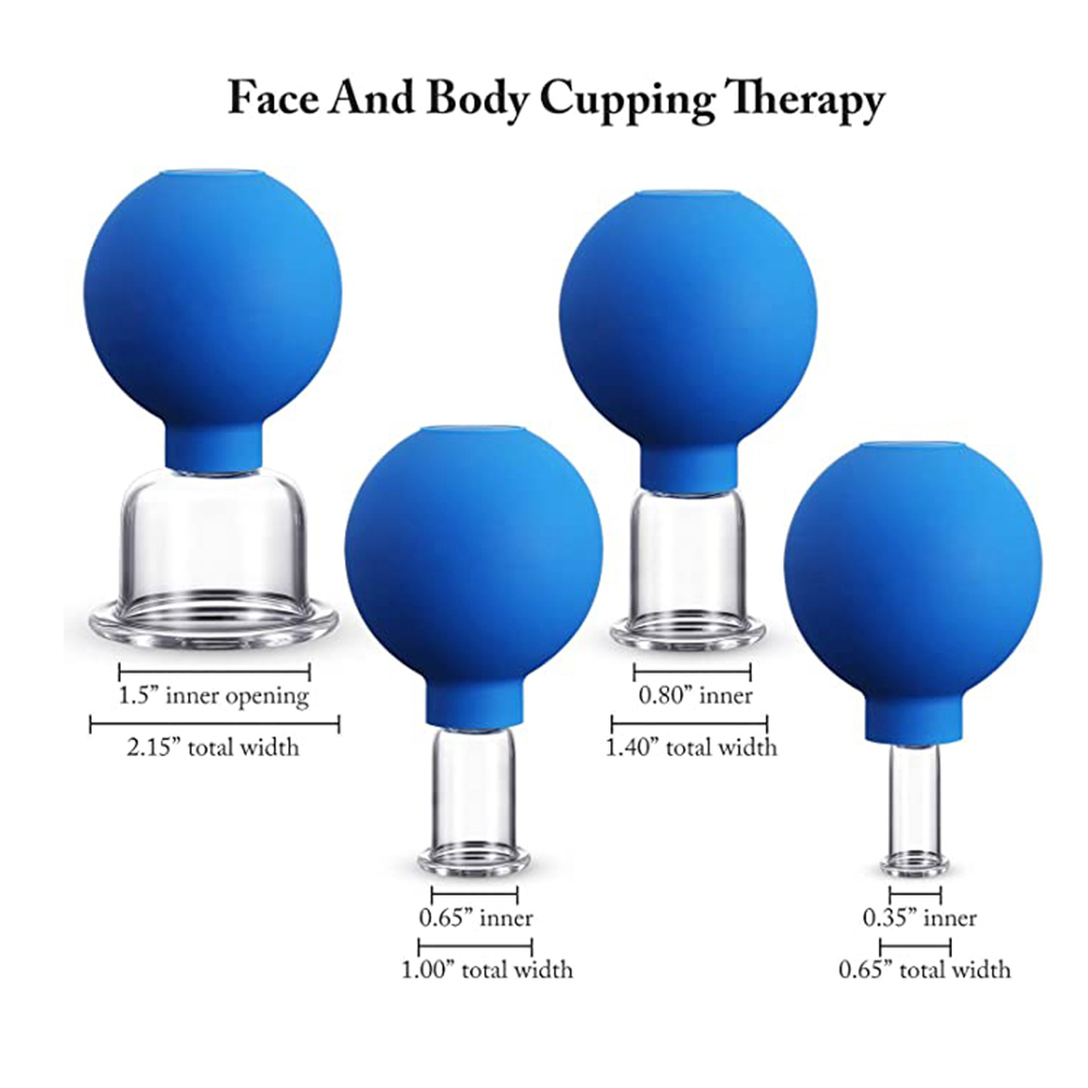 Glass Facial Cupping Glass Silicone Vacuum Suction Massage Cups Anti Cellulite Lymphatic for Eyes Face Body  4PCS