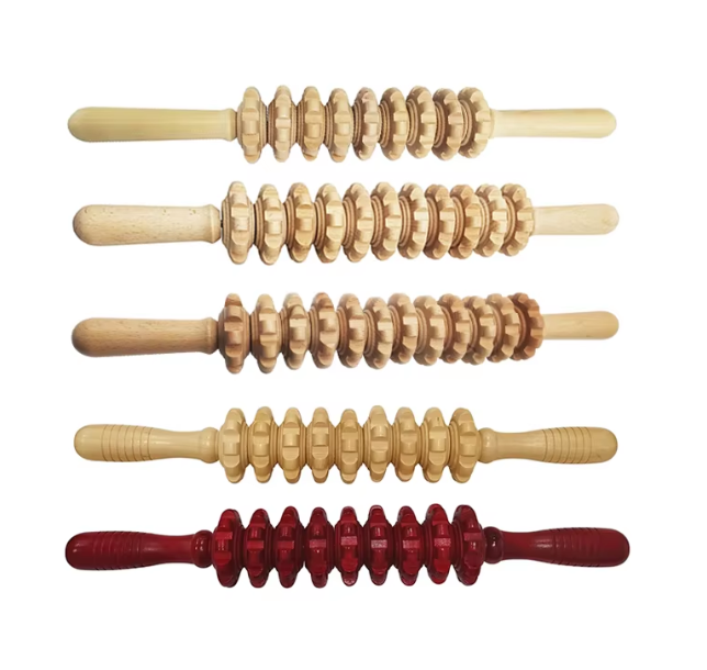 Wood Therapy Massage Tools Kit Home Wooden Roller Gua Sha Manual Fascia Wooden Roller Massager