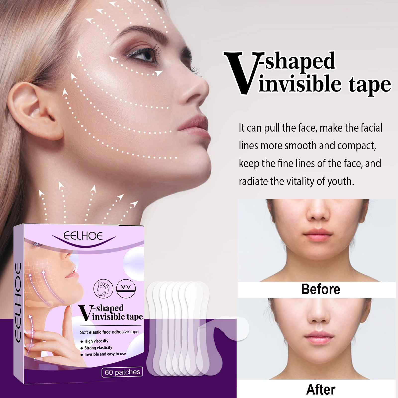 Face Lift Tape Lift Firming Face Double Chin Lift Tape V Face Melon Seed Face Invisible lift tape