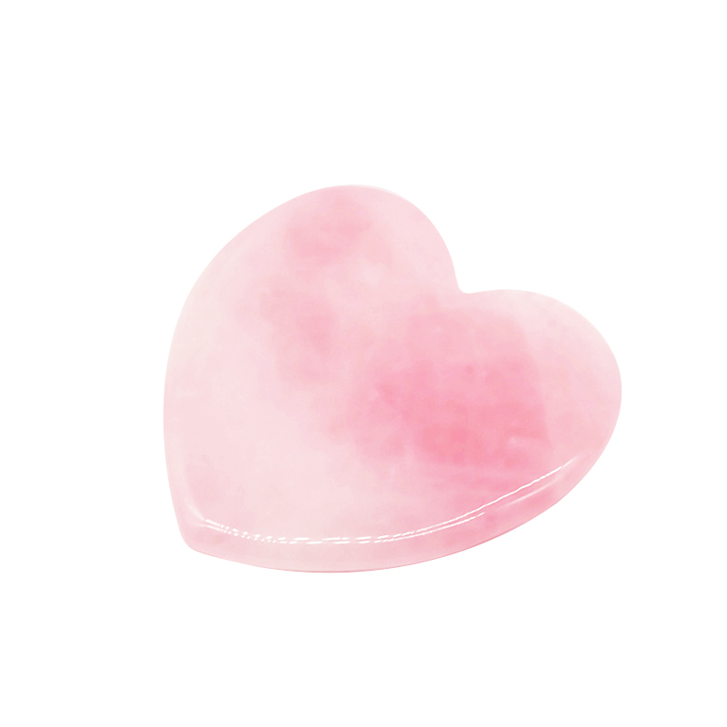 Pure Natural Rose Quartz Guasha Board Heart Shaped Scraping Massage Tool