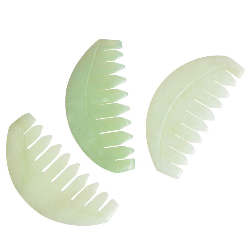 Factory Price Natural Jade Round Shaped Hair Comb Natural Xiuyan Jade Head Massage Tool Scalp and Body Massagers Comb