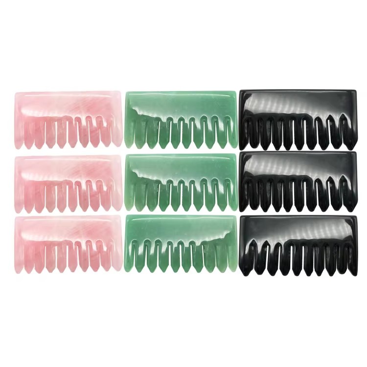 High Quality Natural Jade Green Aventurine Guasha Massage Comb 100% Natural Jade Massager Tool 