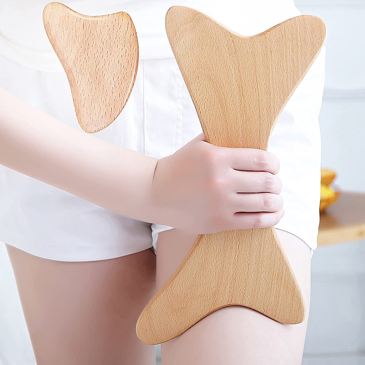 Natural Wooden X-shaped Gua Sha Board Wood Therapy Massage Tools Facial Body Anti Cellulite Deep Tissue Massager