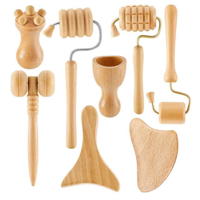 New Arrival Facial Mini Wood Therapy Massager Professional Body Sculpting Tool Wooden Muscle personal face Massage Roller