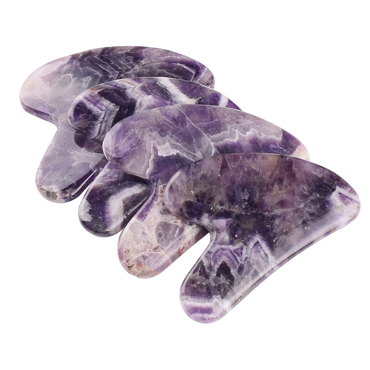 Manufacturers Direct Sales Pure Natural Amethyst Heart-Shaped Guasha Scraping Board Body Massager