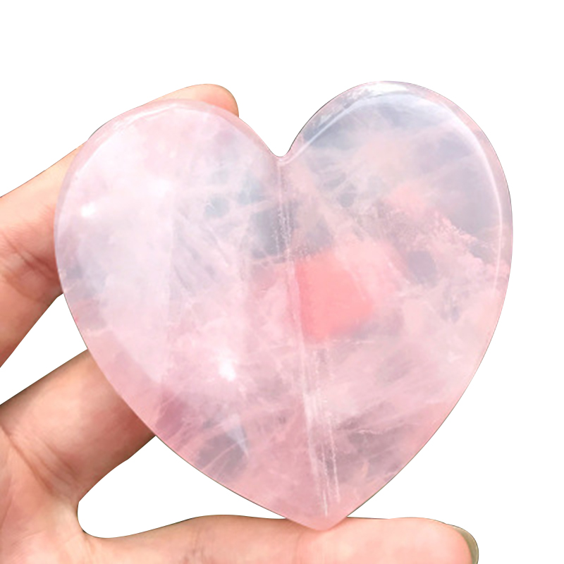 Premium Quality Heart Shape Guasha Board Natural Rose Quartz Jade Stone Ghuasha Scraping Muscle Massage Board