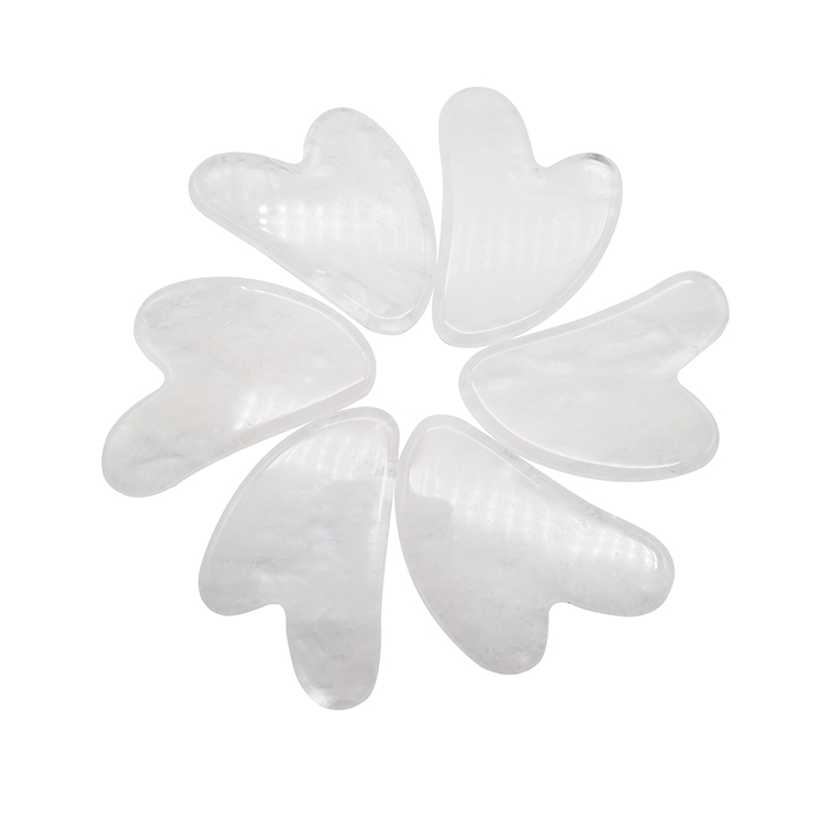 White Crystal Heart Shaped Gua Sha Board Guasha Massage Therapy Tool Wrinkle Prevent for SPA Acupuncture