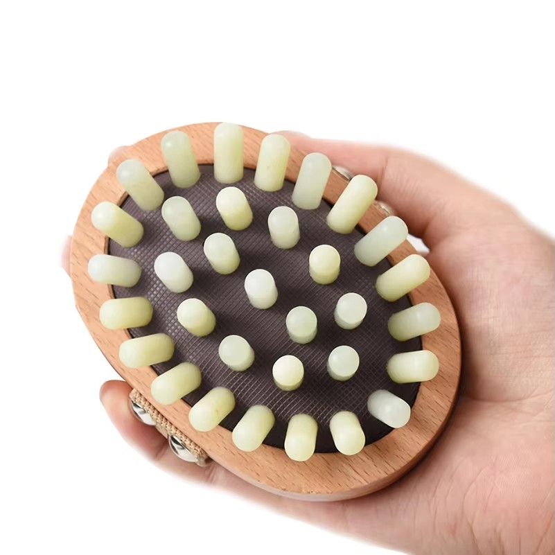 Wholesale Wooden Handle Jade Brush Massage Scalp to Reduce Hair Loss