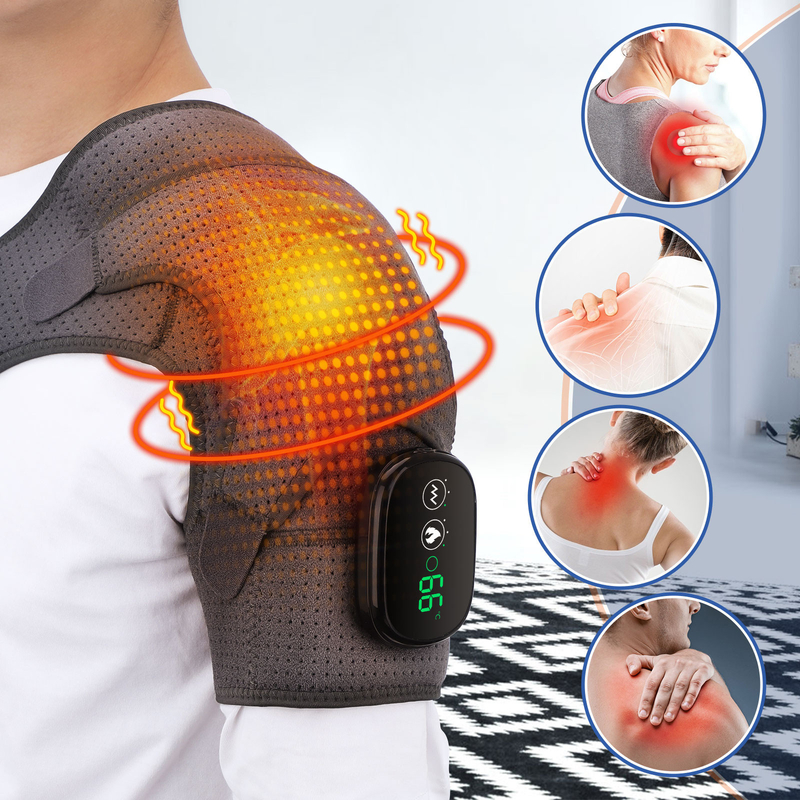 Electric massage shoulder protector Smart touch screen sports warm shoulder protector USB charging hot compress massage protector