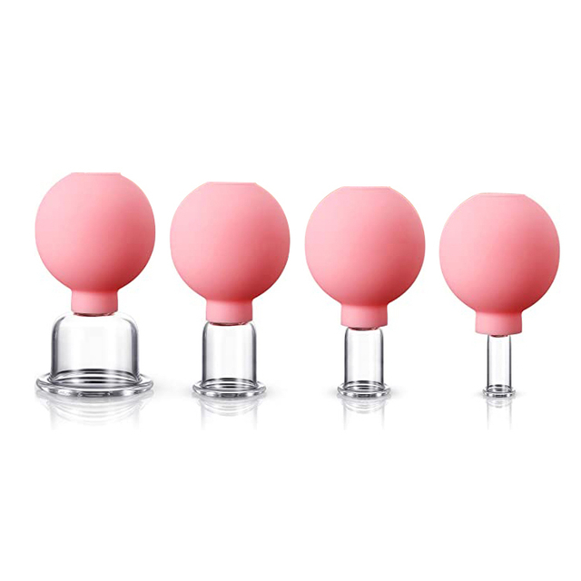 4Pcs Glass Cupping Massage Silicone Vacuum Suction for Instantly Ageless Skin Anti Cellulite Wrinkle