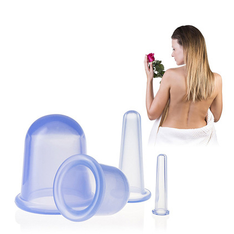 New Arrival 4pcs Silicone Body Cupping Cups Neck Back Eyes Massage Vacuum Cans Anti-cellulite Massager Suction Cup Treatments