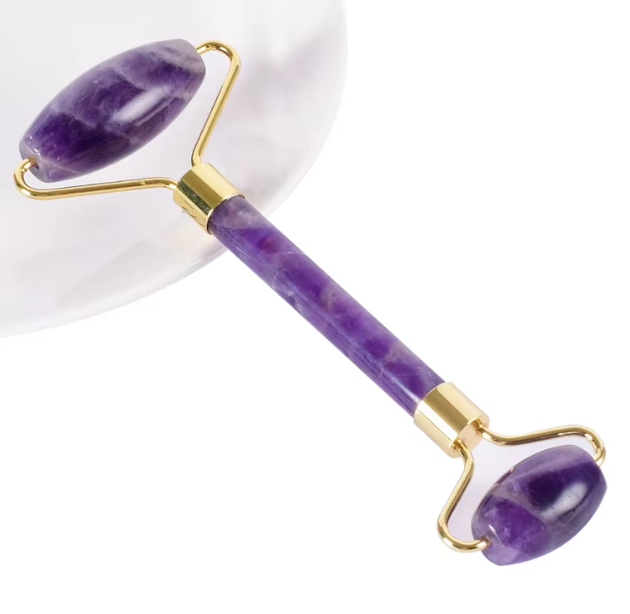 jade face roller Purple Crystal Gemstone Facial Massager and Eye Roller for Puffiness and a Painless Lift face massage roller